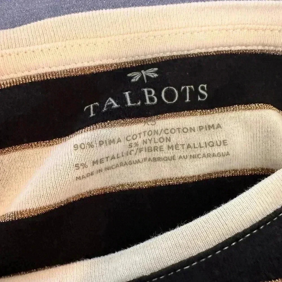 Talbots Black and Gold Crew Neck Long Sleeve T-Shirt - Picture 3 of 5